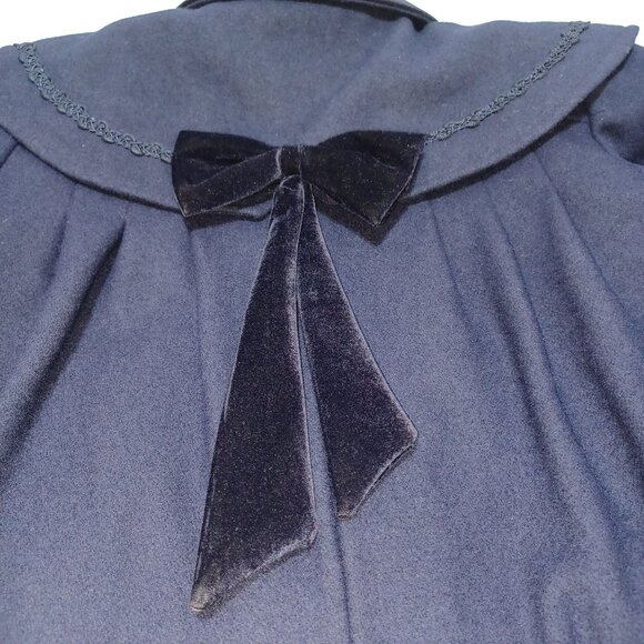 VTG Braeton Kids Girls Wool Coat Velvet Trim Bow Accents 6X Heirloom Victorian - Picture 5 of 6